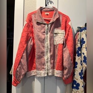 POL Red and Pink Quilted Bomber Jacket